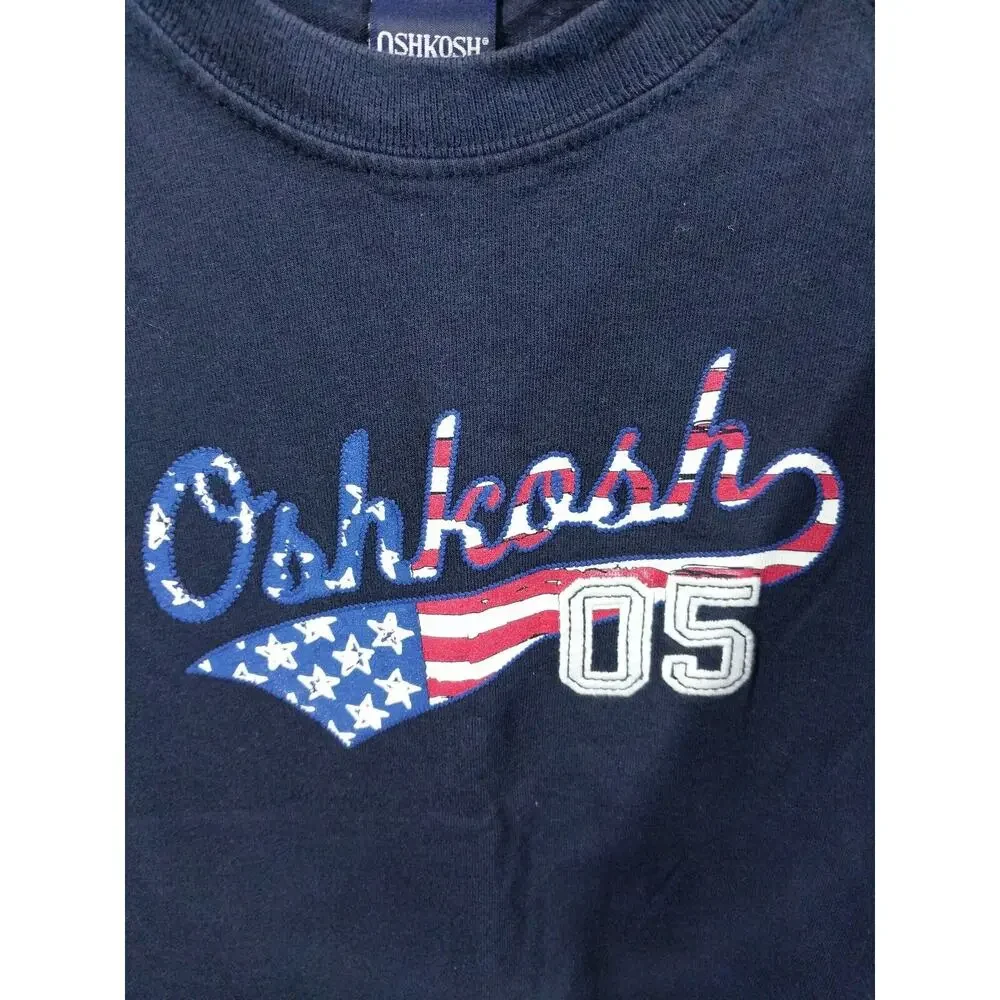 Oshkosh Boys Size 5 T-Shirt Navy Patriotic Holiday July 4th Short Sleeve 05